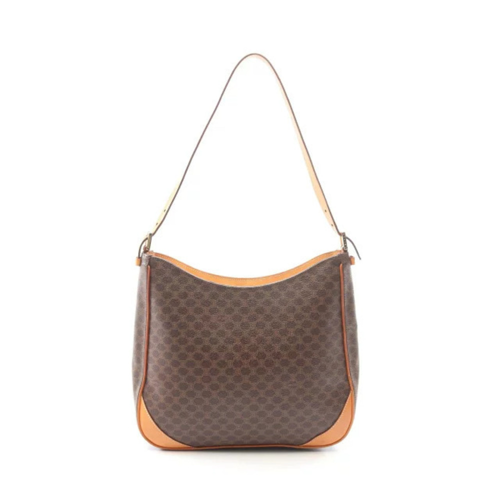 Celine Macadam Shoulder Bag Canvas Leather Brown